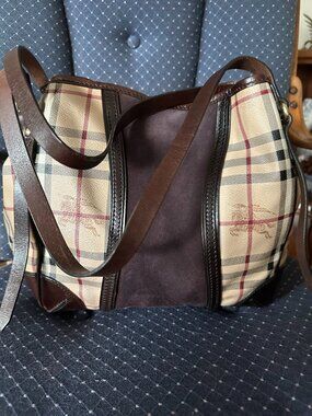 Authentic Burberry Haymarket Check Shoulder Bag